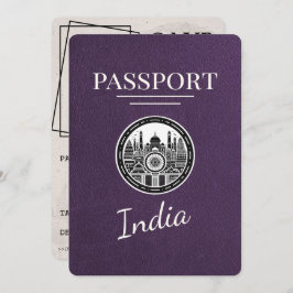 Violet Paarse Indiaas paspoort Bewaar de datum Save The Date