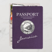 Violet Paarse Jamaica Passport Bewaar de datum Save The Date (Voorkant / Achterkant)