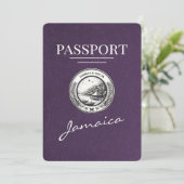 Violet Paarse Jamaica Passport Bewaar de datum Save The Date (Staand voorkant)