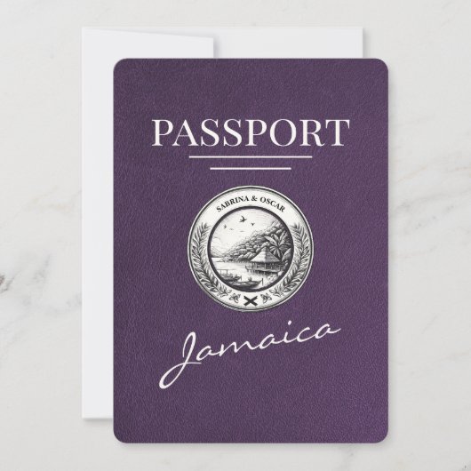 Violet Paarse Jamaica Passport Bewaar de datum Save The Date (Voorkant)