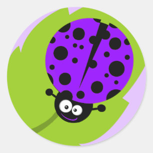Violet Paarse Ladybug Ronde Sticker