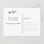 Violet Paarse Lavendel Bloemen Foto Sla de datum o Aankondigingskaart (Achterkant)