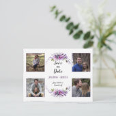 Violet Paarse Lavendel Bloemen Foto Sla de datum o Aankondigingskaart (Staand voorkant)