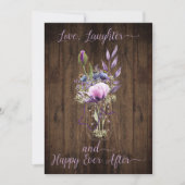 Violet Paarse Lavendel Bloemen Mason Jar Bruiloft Kaart (Voorkant)
