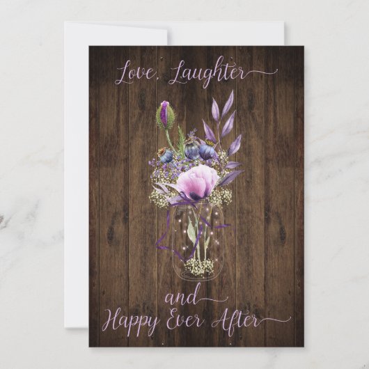 Violet Paarse Lavendel Bloemen Mason Jar Bruiloft Kaart (Voorkant)