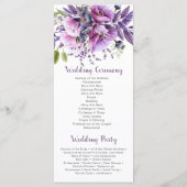 Violet Paarse Lavendel Bloemen Trouwprogramma Programmakaart (Achterkant)