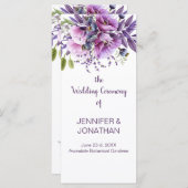 Violet Paarse Lavendel Bloemen Trouwprogramma Programmakaart (Voorkant / Achterkant)