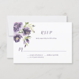 Violet Paarse Lavendel Groene Waterverf Bloemen | RSVP Kaartje
