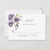 Violet Paarse Lavendel Groene Waterverf Bloemen | RSVP Kaartje (Voorkant)