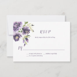 Violet Paarse Lavendel Groene Waterverf Bloemen | RSVP Kaartje