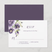 Violet Paarse Lavendel Groene Waterverf Bloemen | RSVP Kaartje (Voorkant / Achterkant)