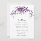 Violet Paarse Lavendel Waterverf Bloemen Huwelijk  Kaart (Voorkant)