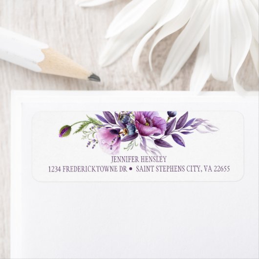 Violet Paarse Lavendel Wildbloemen Retouradres| Etiket (Insitu)