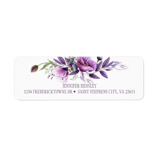 Violet Paarse Lavendel Wildbloemen Retouradres| Etiket (Voorkant)
