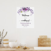 Violet Paarse lavender Floral Wedding Sign Poster (Keuken)
