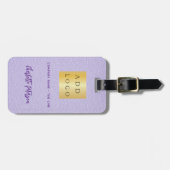 Violet paarse lederen bedrijfsnaam logo bagagelabel (Voorkant horizontaal)