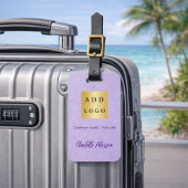 Violet paarse lederen bedrijfsnaam logo bagagelabel