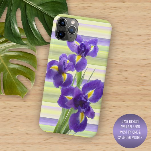 Violet Paarse Lila Irises Waterverf kunst schilder Case-Mate iPhone Case