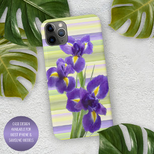 Violet Paarse Lila Irises Waterverf kunst schilder iPhone 15 Pro Max Case