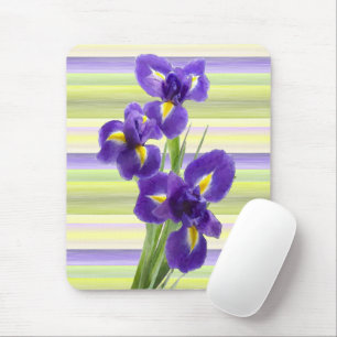 Violet Paarse Lila Irises Waterverf kunst schilder Muismat
