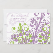 Violet Paarse Lime Green Floral Weddenschap Kaart (Achterkant)