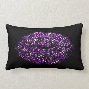 Violet Paarse lips Glitter Black Girly Makeup Kiss Kussen