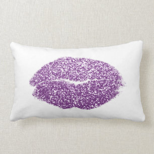 Violet Paarse lips Glitter Plum White Makeup Kiss Kussen