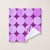 Violet, Paarse magenta & roze cirkels Monogram Bad Handdoek (Wasdoekje)