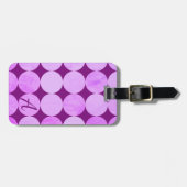 Violet, Paarse magenta & roze cirkels Monogram Bagagelabel (Voorkant horizontaal)