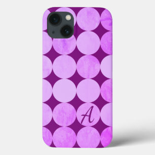 Violet, Paarse magenta & roze cirkels Monogram Case-Mate iPhone Case
