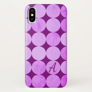 Violet, Paarse magenta & roze cirkels Monogram Case-Mate iPhone Case