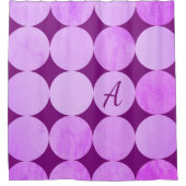 Violet, Paarse magenta & roze cirkels Monogram Douchegordijn (Voorkant)