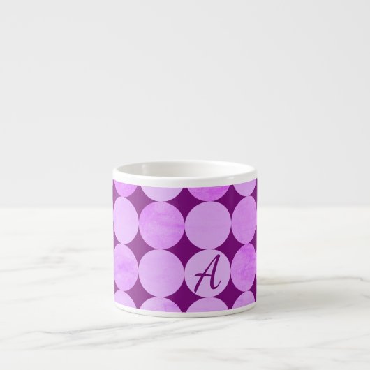 Violet, Paarse magenta & roze cirkels Monogram Espresso Kop (Voorkant)