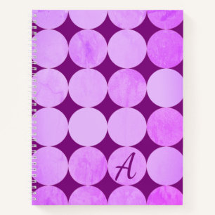 Violet, Paarse magenta & roze cirkels Monogram Notitieboek