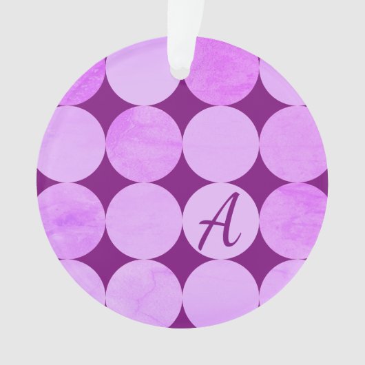 Violet, Paarse magenta & roze cirkels Monogram Ornament (voorkant)