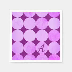 Violet, Paarse magenta & roze cirkels Monogram Servet