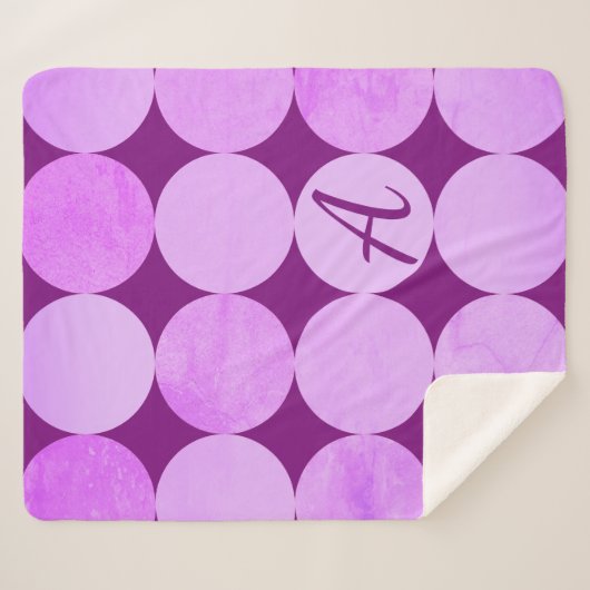 Violet, Paarse magenta & roze cirkels Monogram Sherpa Deken (Voorkant (horizontaal))