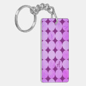 Violet, Paarse magenta & roze cirkels Monogram Sleutelhanger (Voorkant Links)