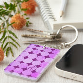 Violet, Paarse magenta & roze cirkels Monogram Sleutelhanger (Voorkant Rechts)