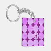 Violet, Paarse magenta & roze cirkels Monogram Sleutelhanger (Voorkant Links)