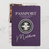Violet Paarse Malediven Paspoort Bewaar de datum Save The Date (Voorkant / Achterkant)