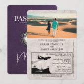 Violet Paarse Marokko Passport Wedding Kaart (Voorkant / Achterkant)