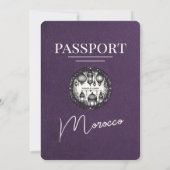 Violet Paarse Marokko Passport Wedding Kaart (Achterkant)