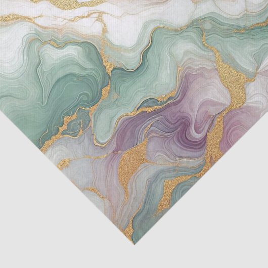 Violet Paarse Mauve Roze Groen Goud Marmeren Patro Tissuepapier (Detail)