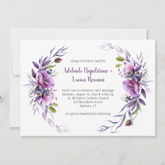 Violet Paarse Mauve Wildflower Lijst Weddenschap | Kaart (Voorkant)