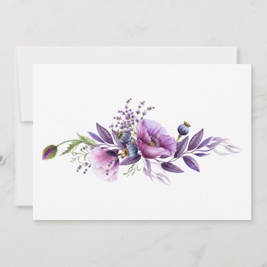 Violet Paarse Mauve Wildflower Lijst Weddenschap | Kaart (Achterkant)