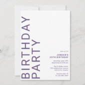 Violet Paarse | Moderne minimale leeftijd verjaard Kaart (Voorkant)