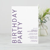 Violet Paarse | Moderne minimale leeftijd verjaard Kaart (Staand voorkant)