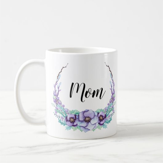 Violet Paarse moeder Mok Waterverf Fijne Bloemen (Links)