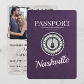 Violet Paarse Nashville Passport Bewaar de datum Save The Date (Voorkant / Achterkant)